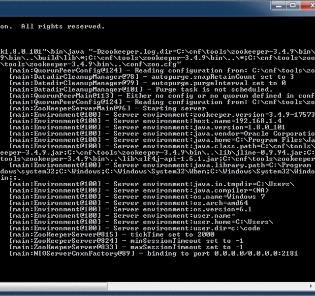 apache zookeeper startup trace