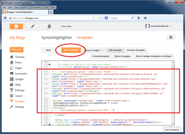 blogger edit html setup