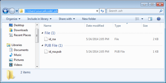 git generated ssh keys location