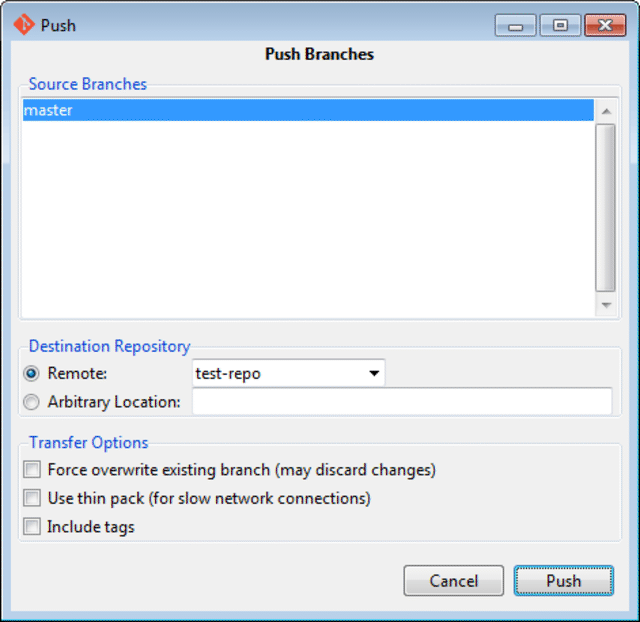 git gui push to remote