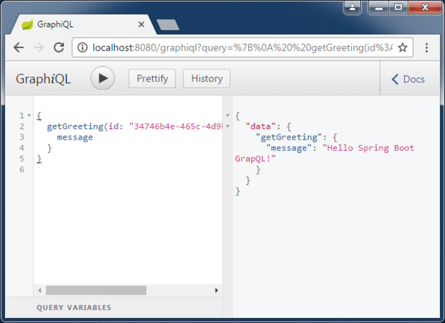 graphiql get greeting message