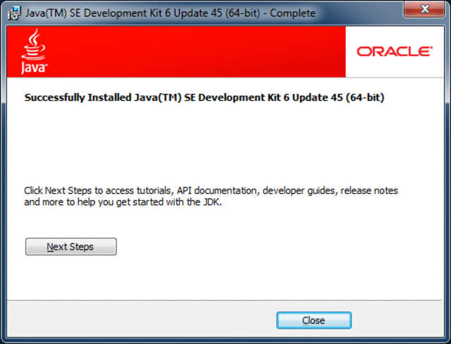 java 6 installer finish
