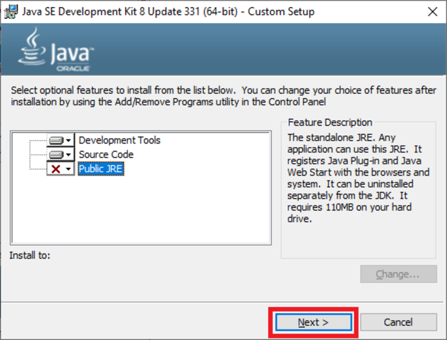 java 8 oracle jdk installer custom setup
