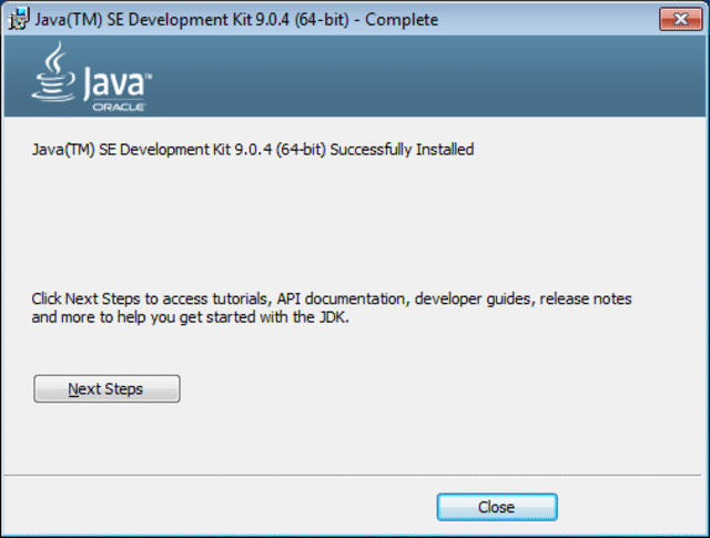 java 9 installer finish