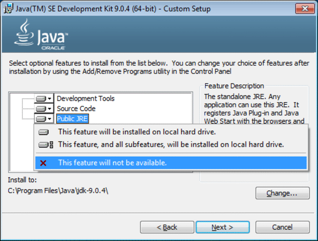 java 9 public jre location