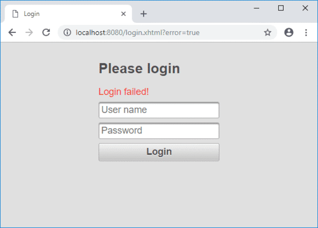 jsf primefaces login error