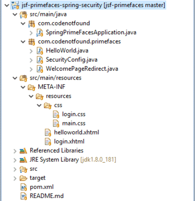 jsf primefaces spring security maven project