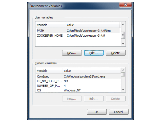 set apache zookeeper environment variables