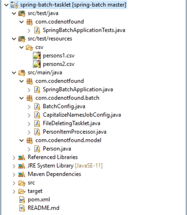 spring batch tasklet maven project