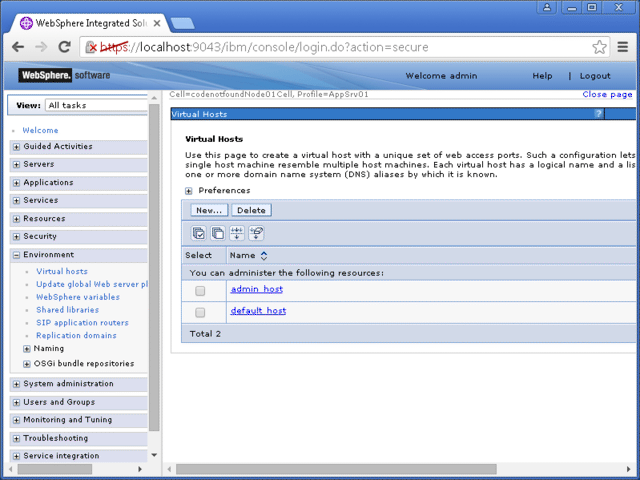 websphere application server virtual hosts