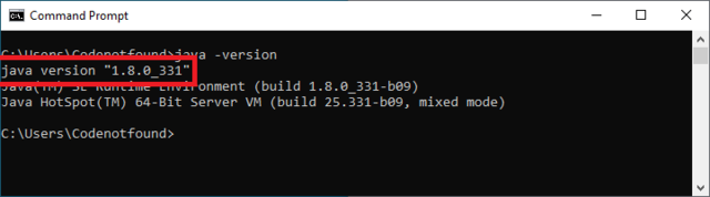 windows cmd java version jdk 8